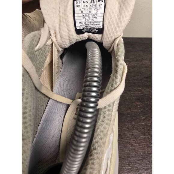 Hoka One One Clifton 9 1127895 OKB Beige Running Shoes Sneakers Men's Size 9 - Picture 7 of 8